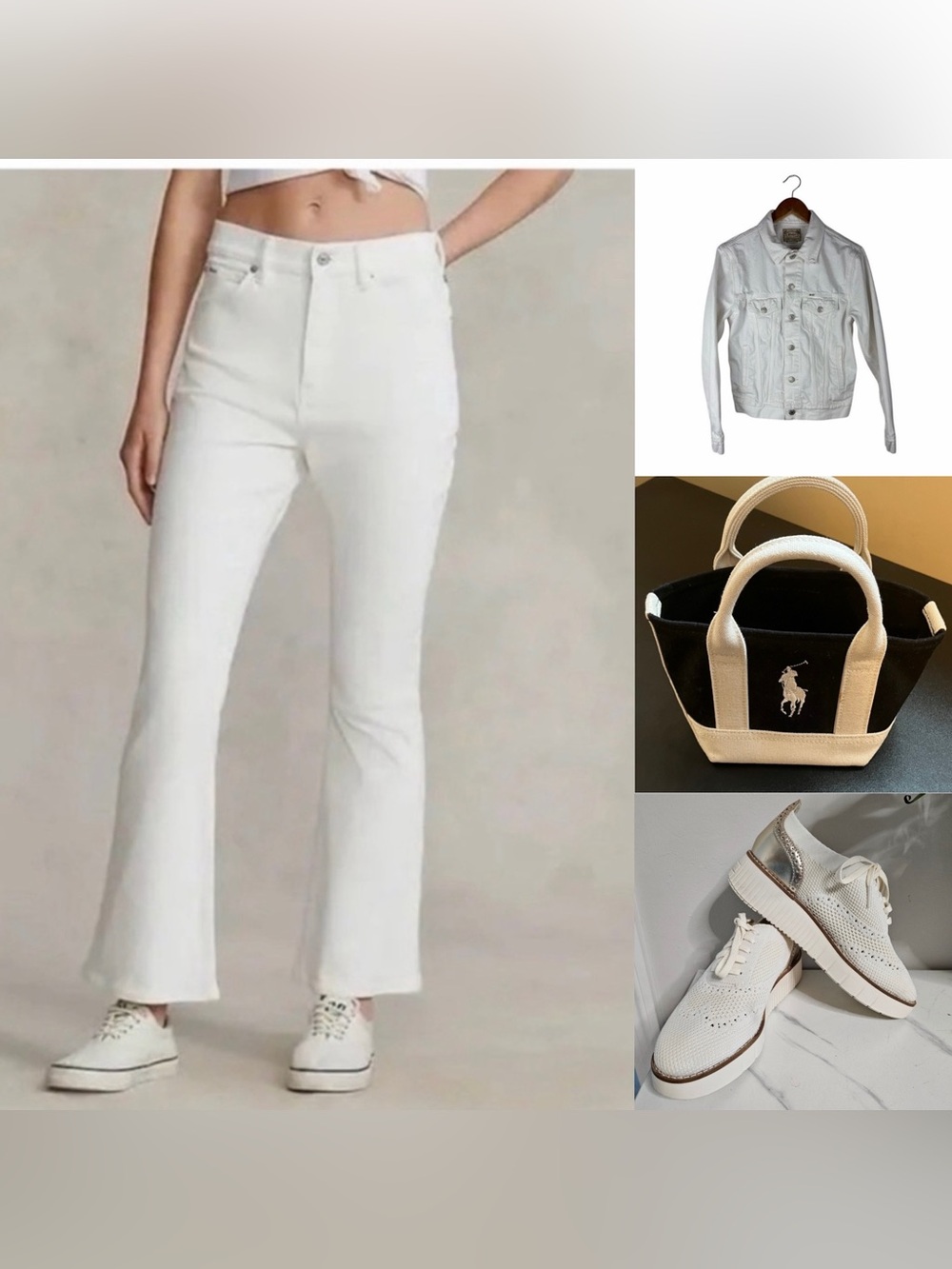 Polo Ralph Lauren Sharona Crop Flare White Jeans Festival Classic.  Sz 28.  EUC!